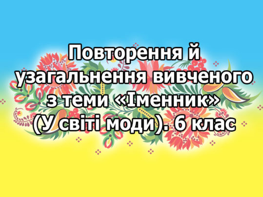 Повторення й узагальнення вивченого з теми «Іменник» +відеозвіт. 6 клас